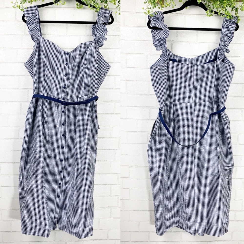 Gal Meets Glam Blue Gingham Sheath Dress Sz 20 - Picture 4 of 7